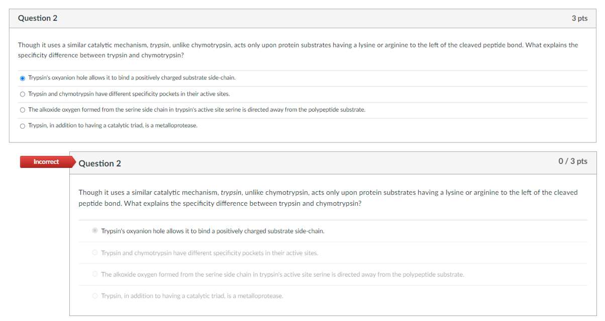 Help Please Question 2 3 pts Though it uses a similar catalytic