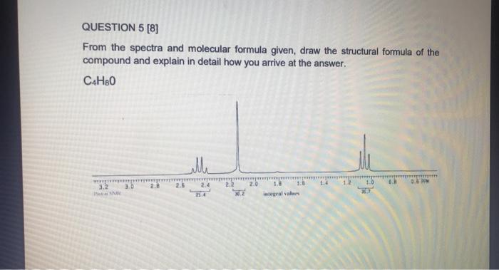 please help QUESTION 5 [8] From the spectra and molecular formula given,