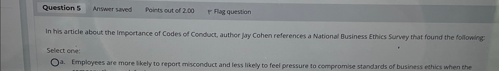  Question 5 Answer saved Points out of 2.00 Flag question In
