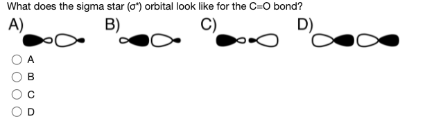 What does the sigma star (0*) orbital look like for the C=0