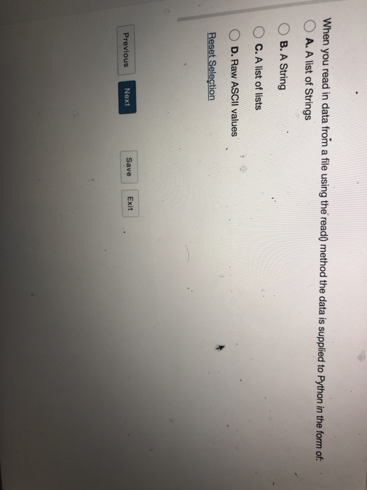  When you read in data froim a file using the read0