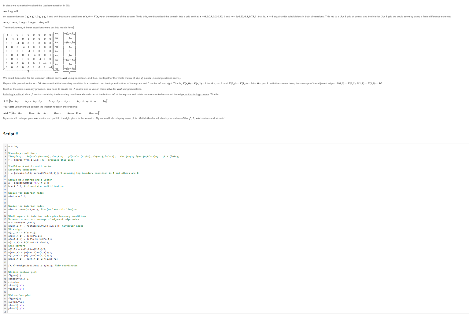  PLease solve "your code here part" in matlab In class we