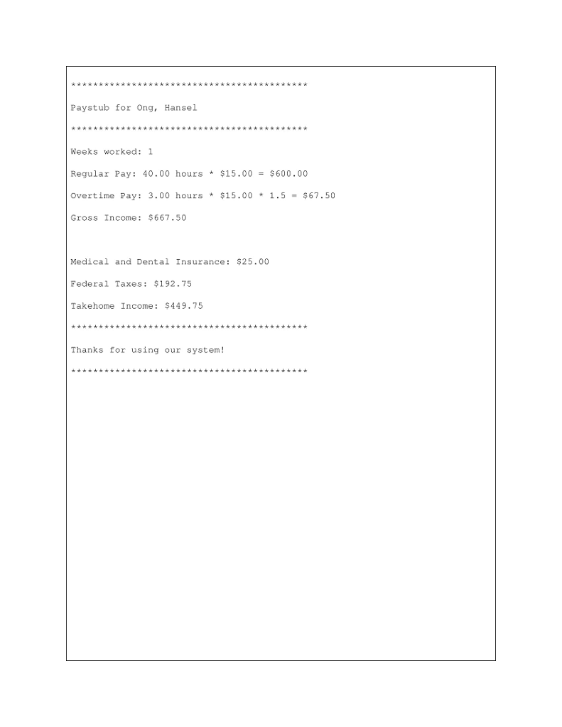weekly basis for proper timekeeping purposes. HW2 assumed a two-week period between