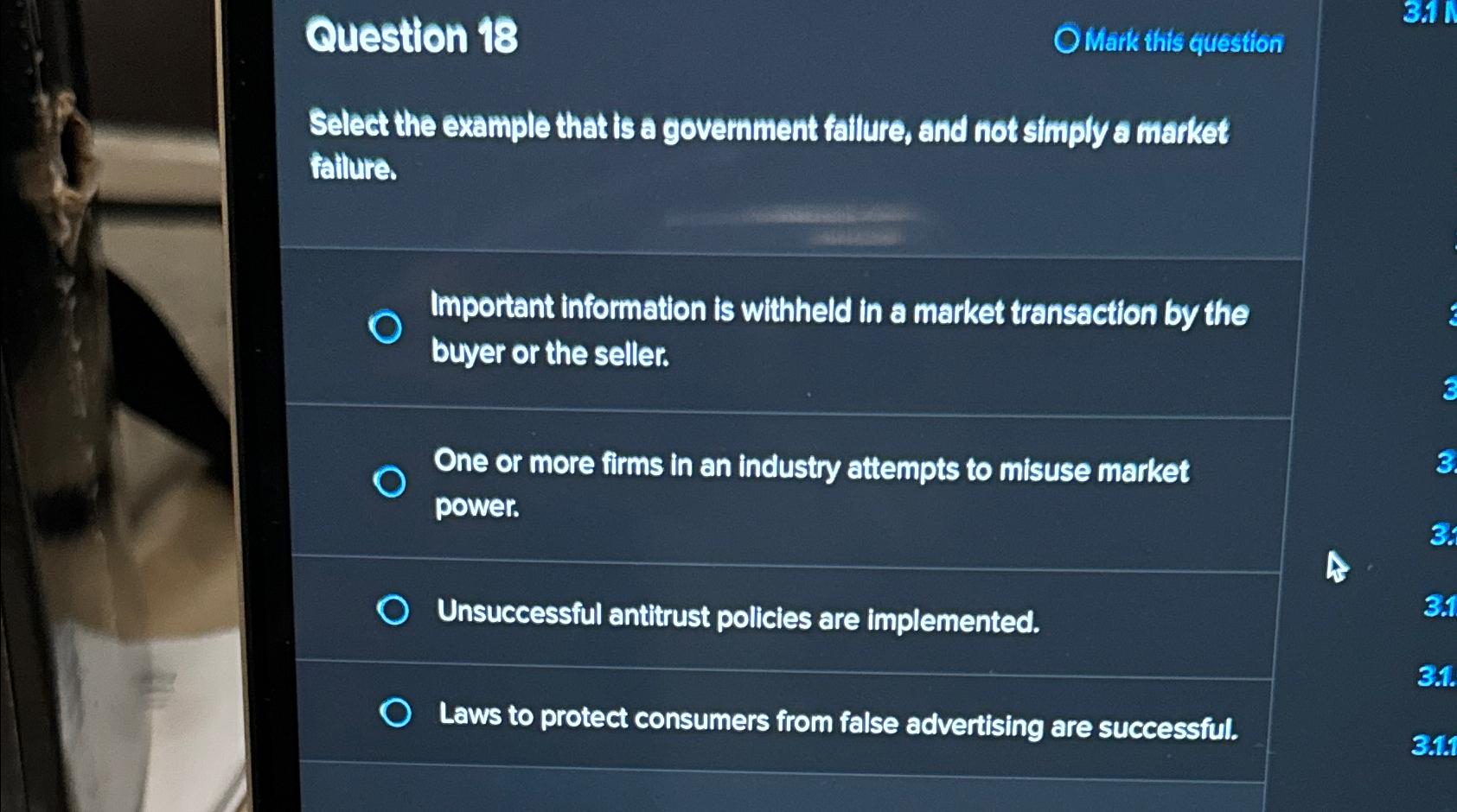  Question 18 Mark this question Select the example that is a