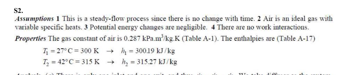  S2. Assumptions 1 This is a steady-flow process since there is