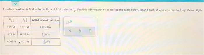  A certain reaction is first order in H, and first order