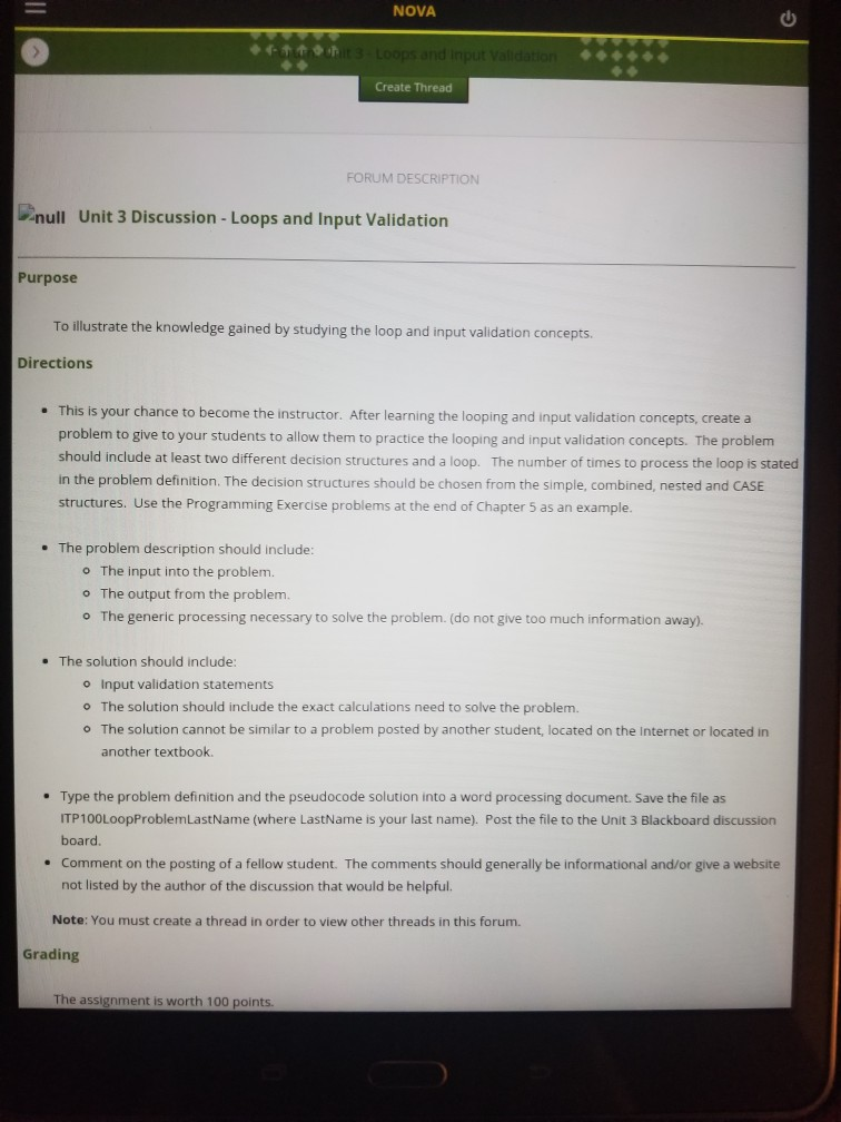  please provide the answer within 2hrs NOVA Create Thread FORUM DESCRIPTION