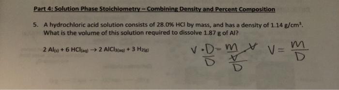  Part 4: Solution Phase Stoichiometry - Combining Density and Percent Composition