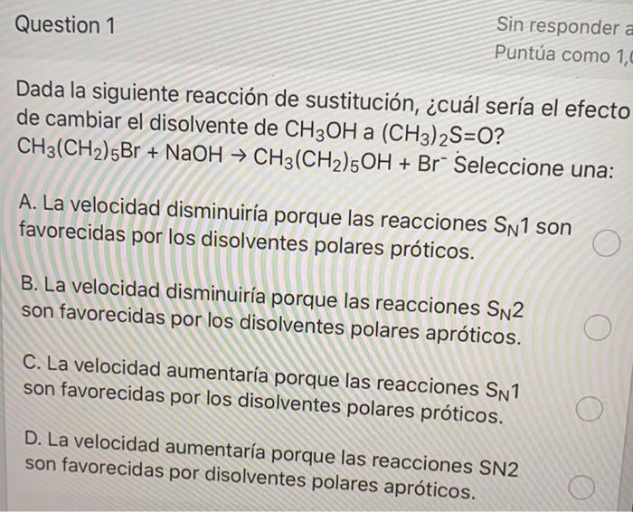  Question 1 Sin responder a Punta como 1,0 Dada la siguiente