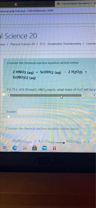  please write in clear handwriting , thank you!! Th Concentration Calculations