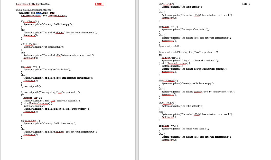 screen on your laptop. Apologies for not having a better view. LinkedStringListTester