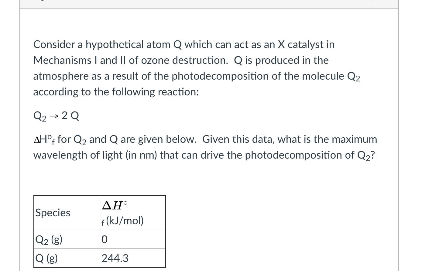 Consider a hypothetical atom Q which can act as an X