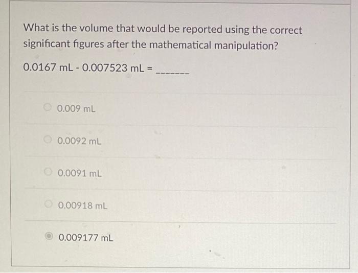  What is the volume that would be reported using the correct