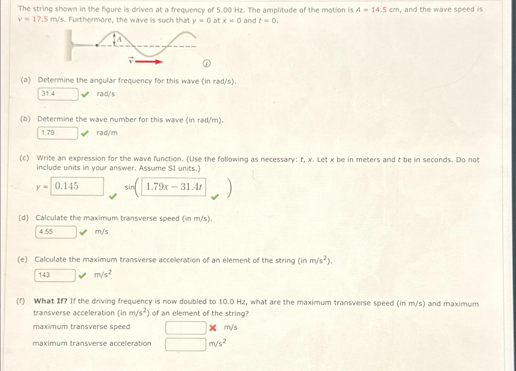  The string shown in the figure is driven at a frequency