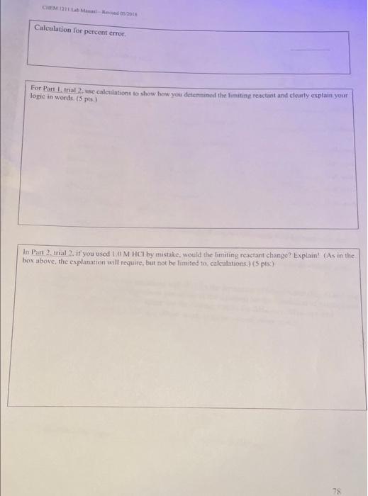 Trial (Unless otherwise noted, 2 pts for each blank, equation, and box)