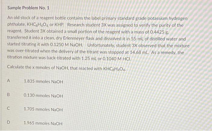 help me please! Sample Problem No. 1 An old stock of a