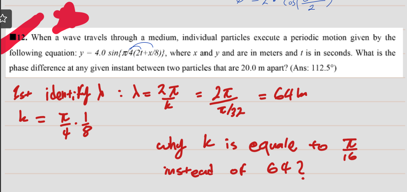  phase difference at any given instant between two particles that are