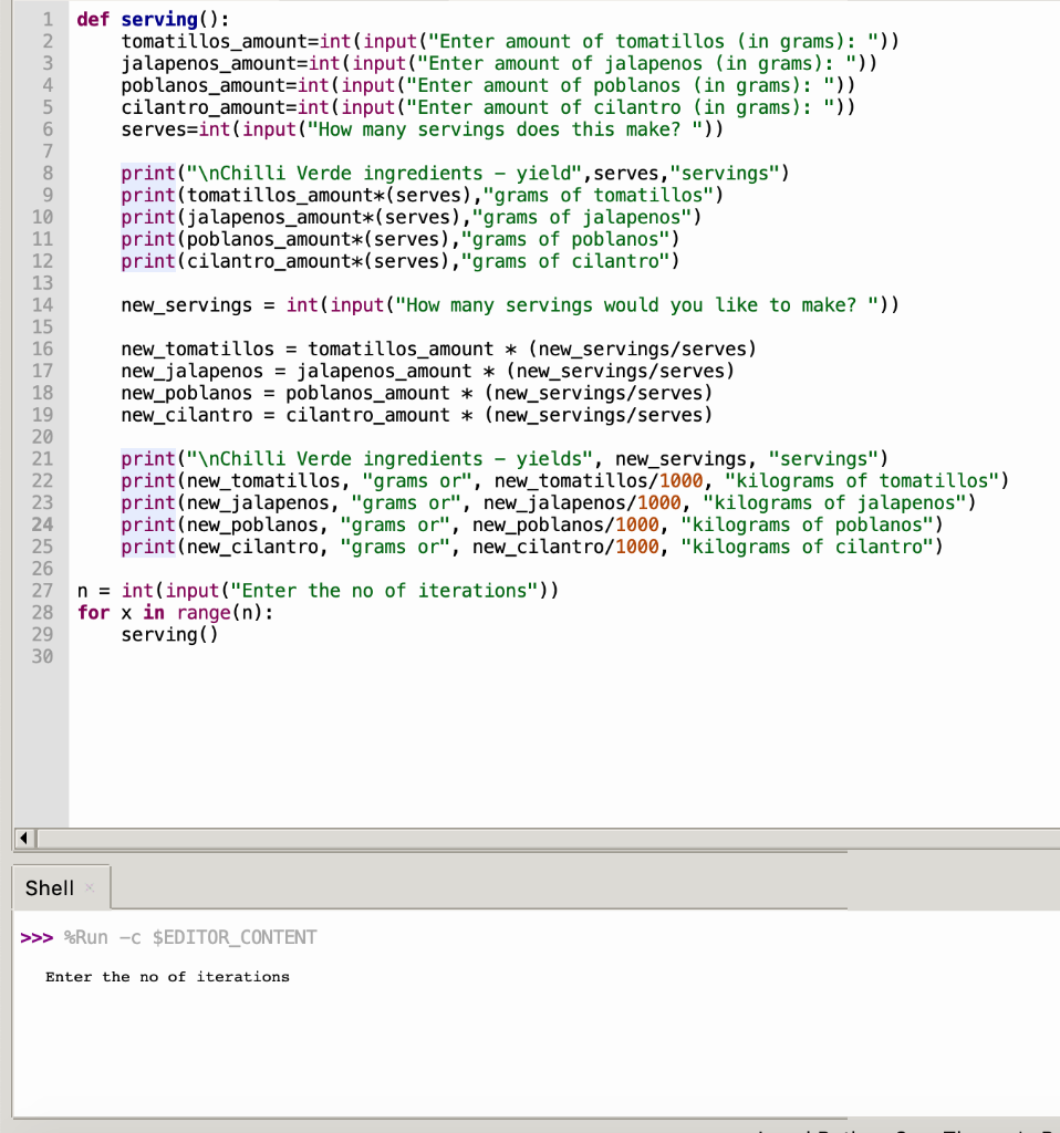 What would to correct code be to get this output below?? This