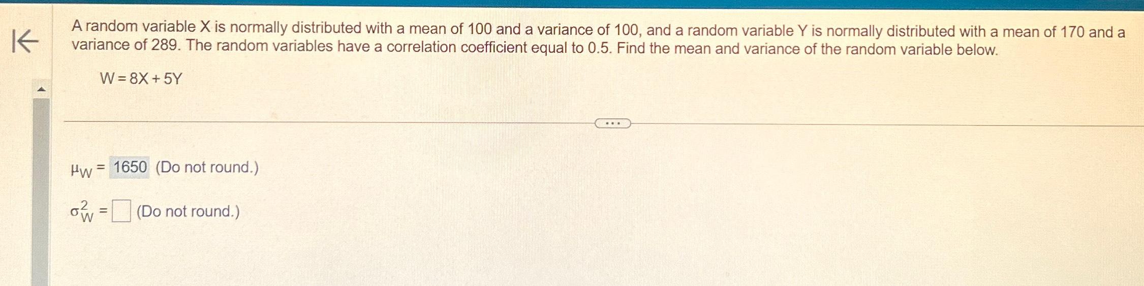  A random variable x is normally distributed with a mean of