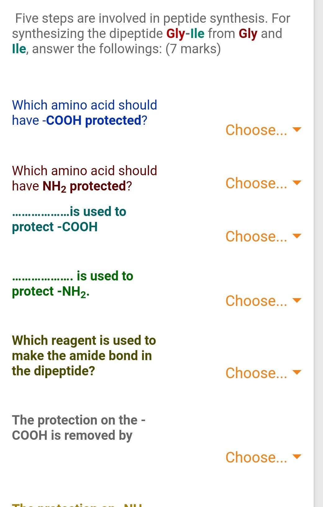 Solution please Five steps are involved in peptide synthesis. For synthesizing