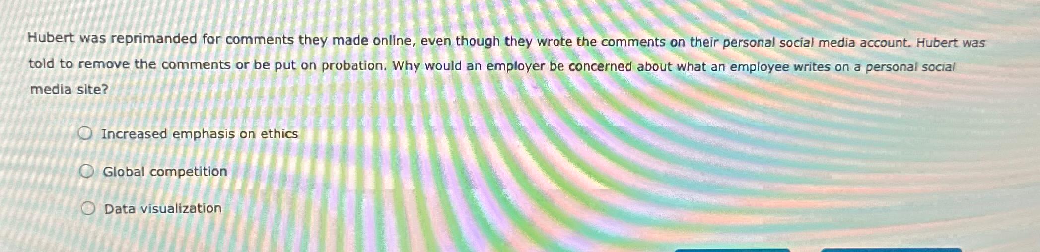  Hubert was reprimanded for comments they made online, even though they