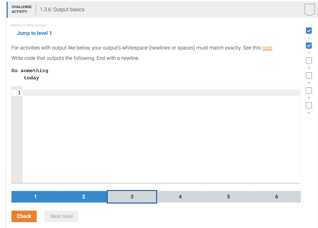 Help with the query For activities with output like below, your