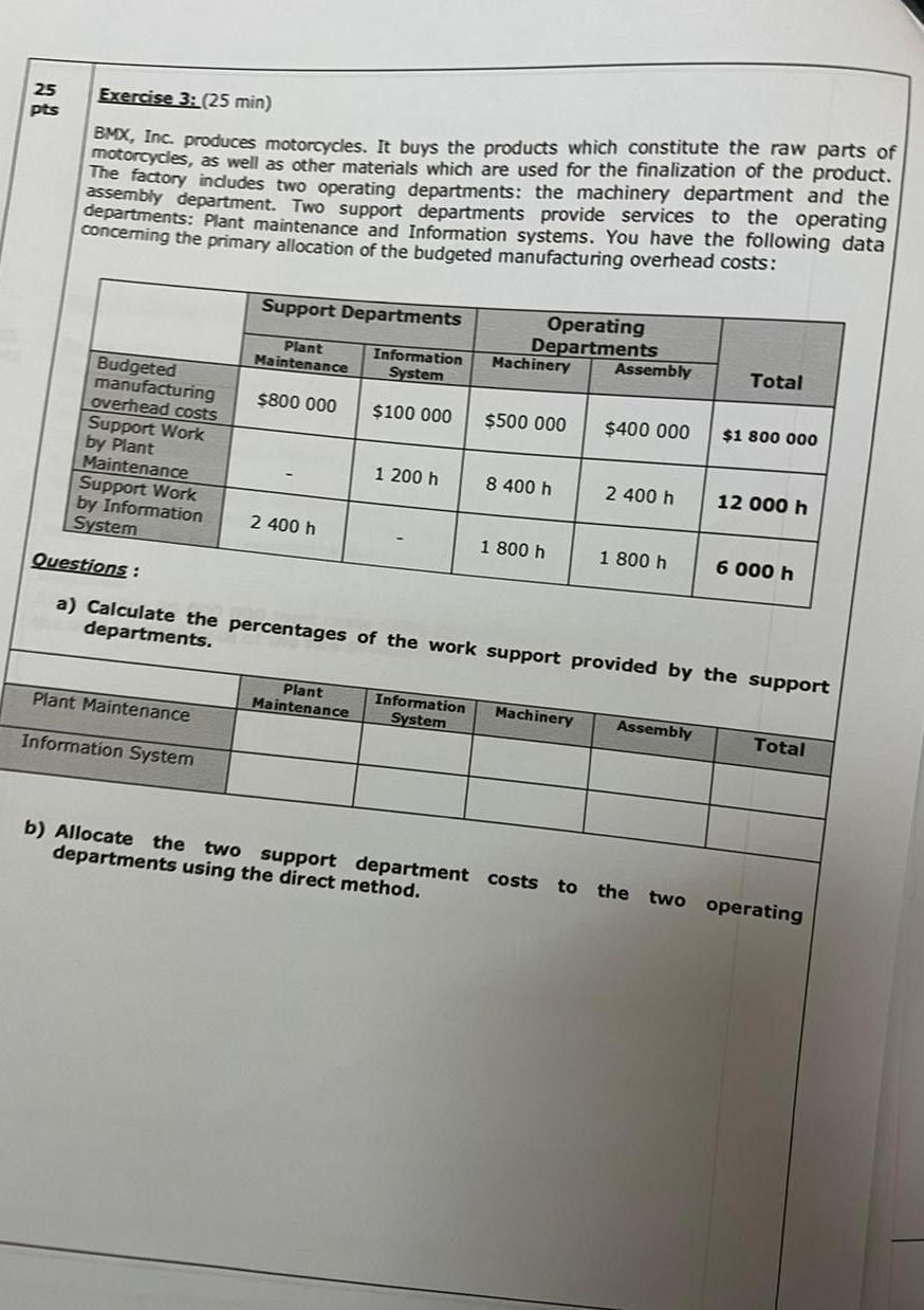  \table[[25,Exercise 3: (25min) 
