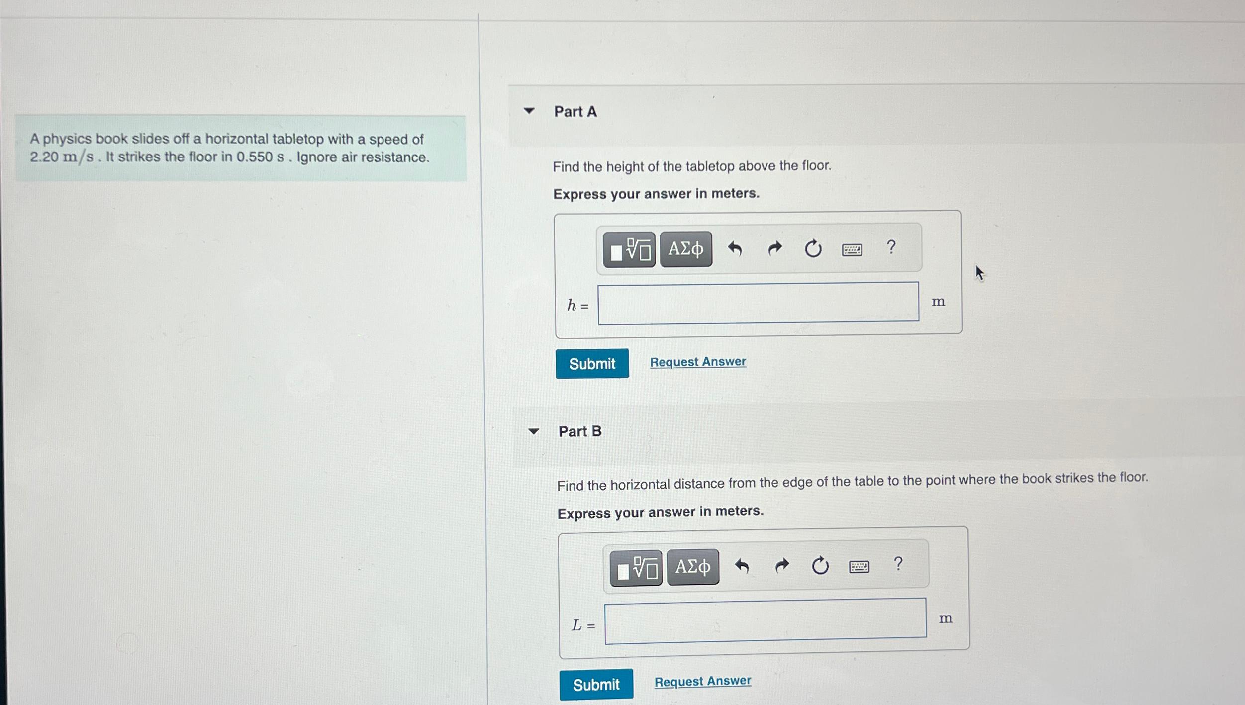  A physics book slides off a horizontal tabletop with a speed