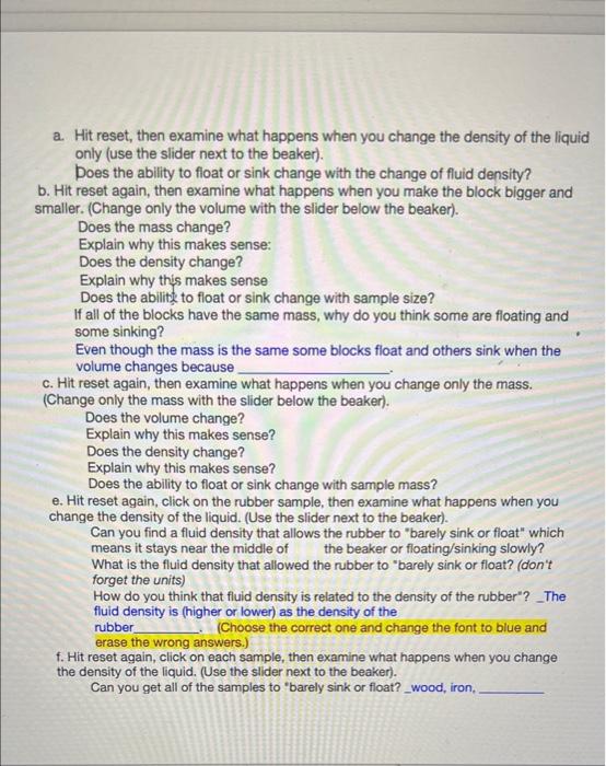  a Hit reset, then examine what happens when you change the