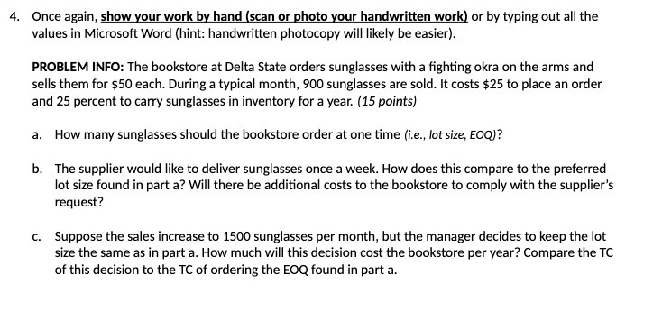 4. Once again , show your work by hand ( scan