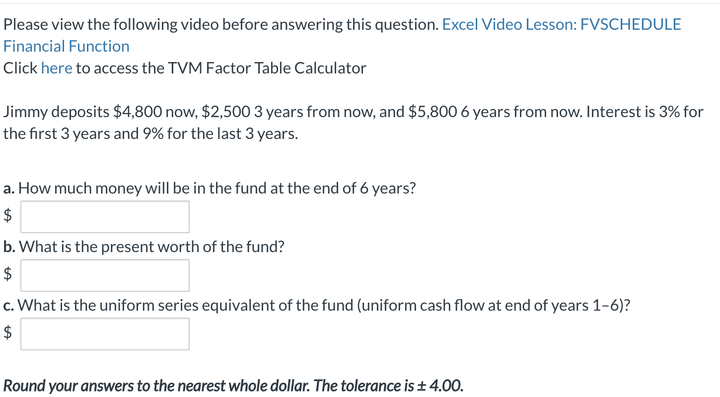  Please view the following video before answering this question. Excel Video