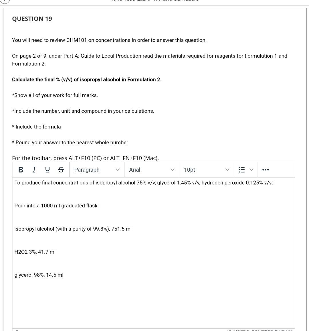 need to review CHM101 on concentrations in order to answer this question.