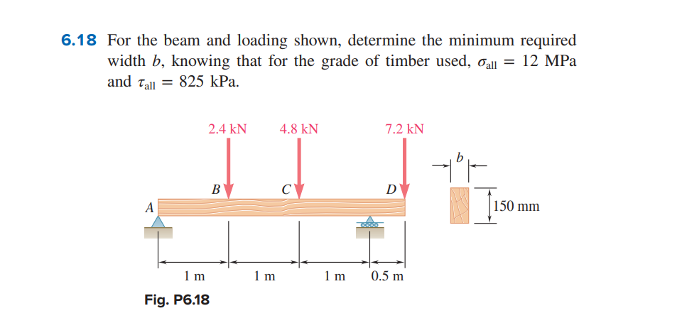  6.18 For the beam and loading shown, determine the minimum required