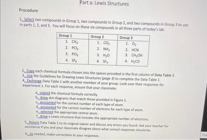  1. Select two compounds in Group 1, two compounds in Group