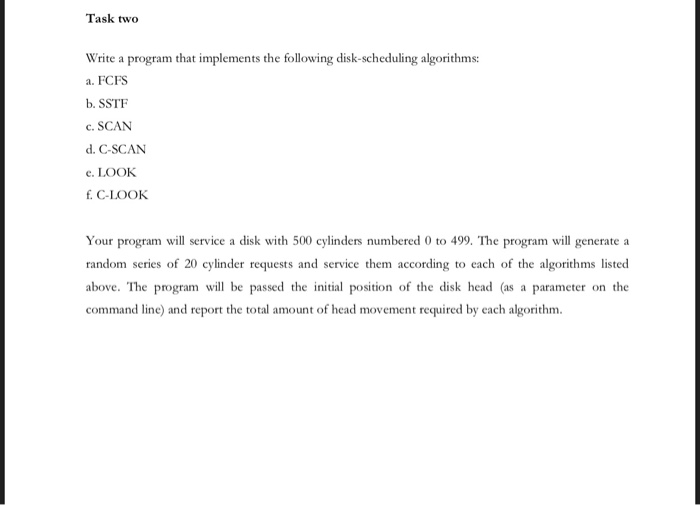  Use any language Task two Write a program that implements the