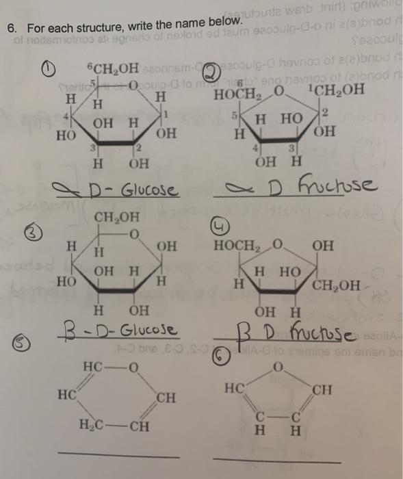  1 6. Fr h structure, write the name below. he web