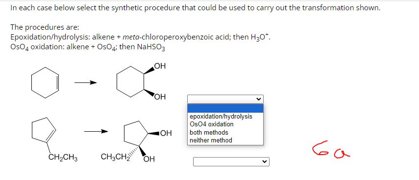  In each case below select the synthetic procedure that could be