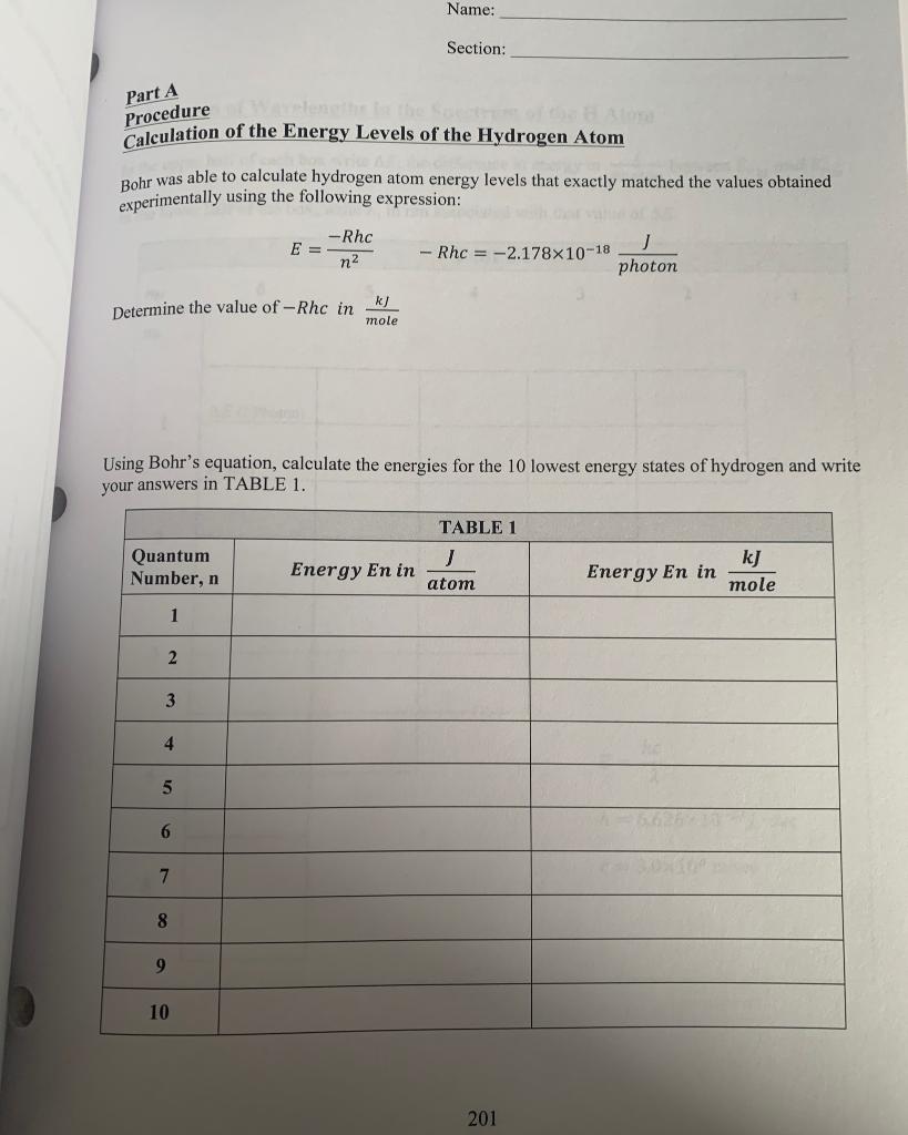 are going to be calculating the Energy of an electron located at