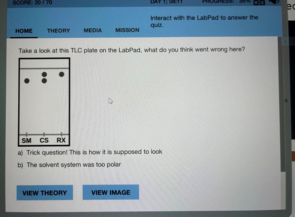 SCORE: 20 / 70 DAY 1; 08:11 PROGRESS 39% E ed