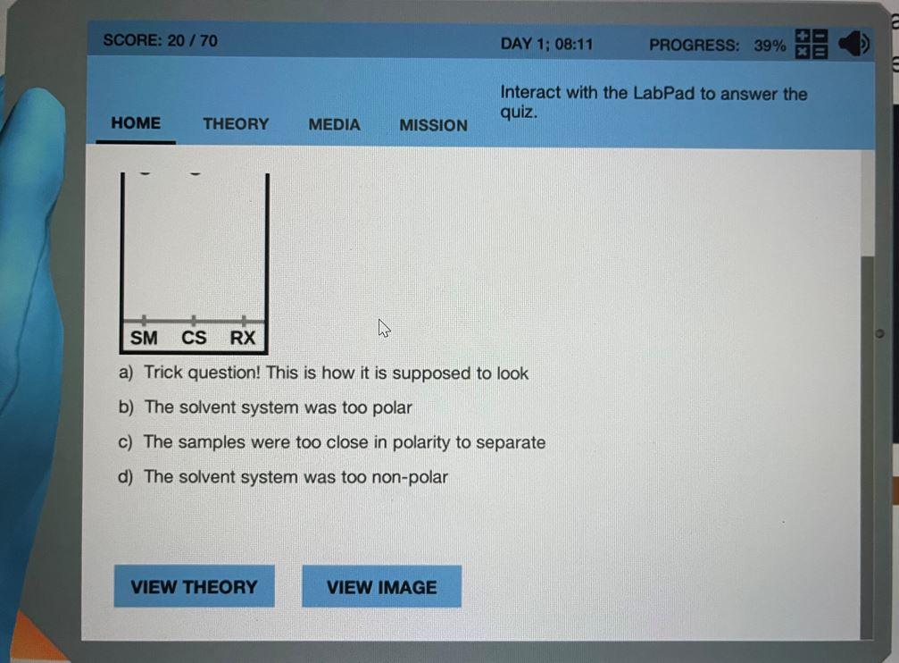 Interact with the LabPad to answer the quiz. HOME THEORY MEDIA MISSION