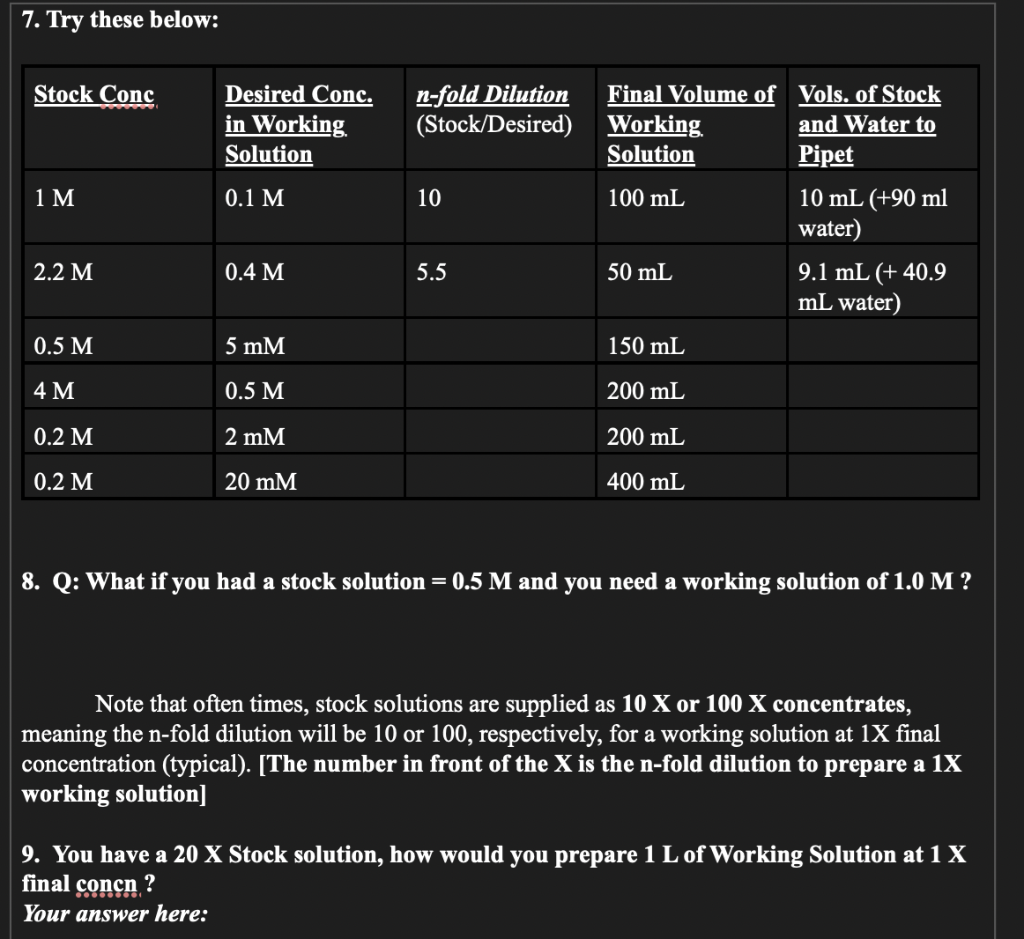  I need help with questions 7-9. 7. Try these below: Stock