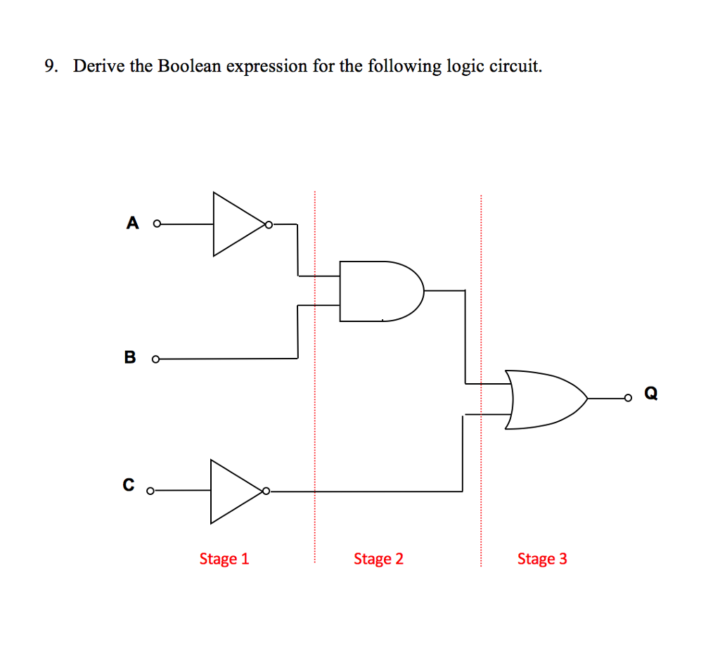  9. Derive the Boolean expression for the following logic circuit. Stage
