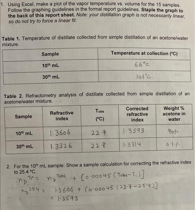please do 3rd and 4th question 1. Using Excel, make a plot