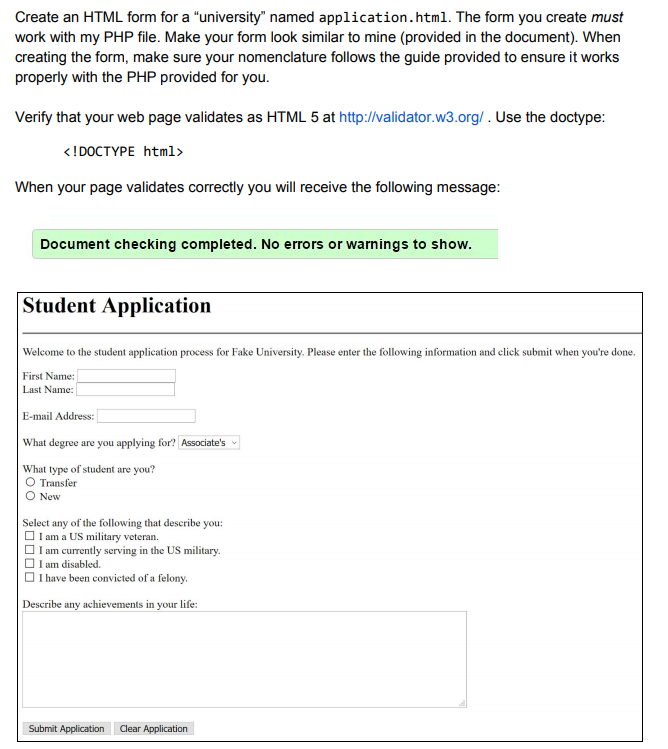 Simple HTML form page with PHP integration Create an HTML form for