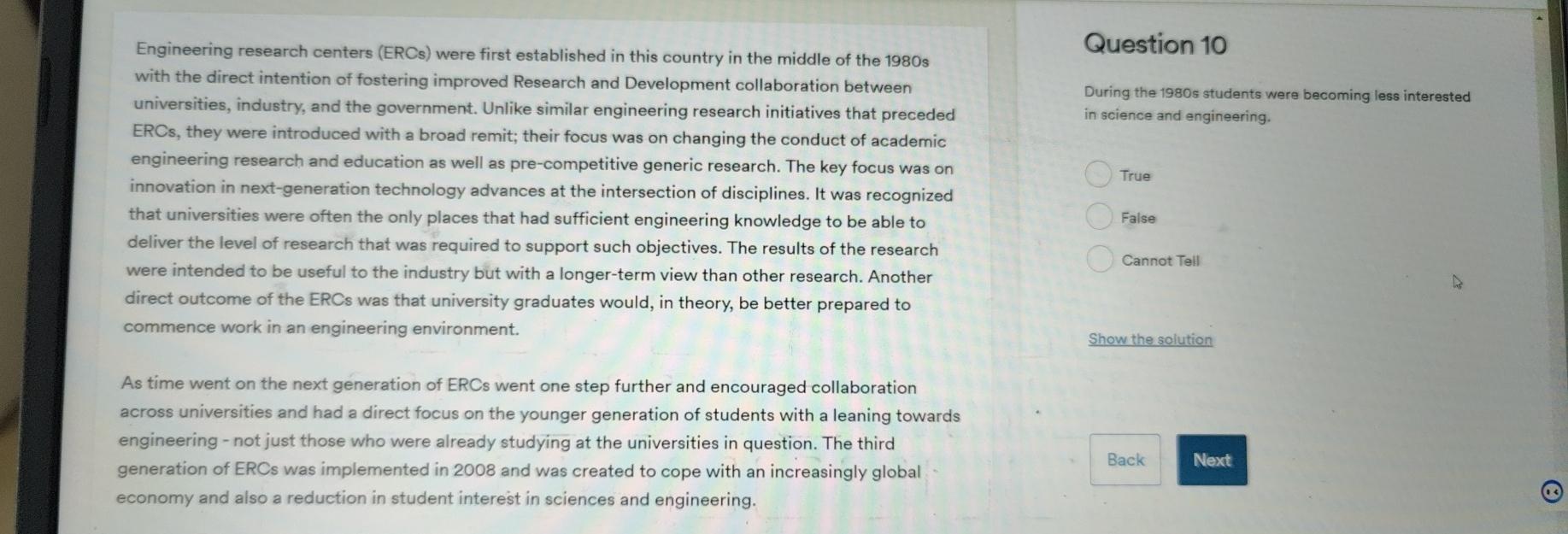  Engineering research centers (ERCs) were first established in this country in