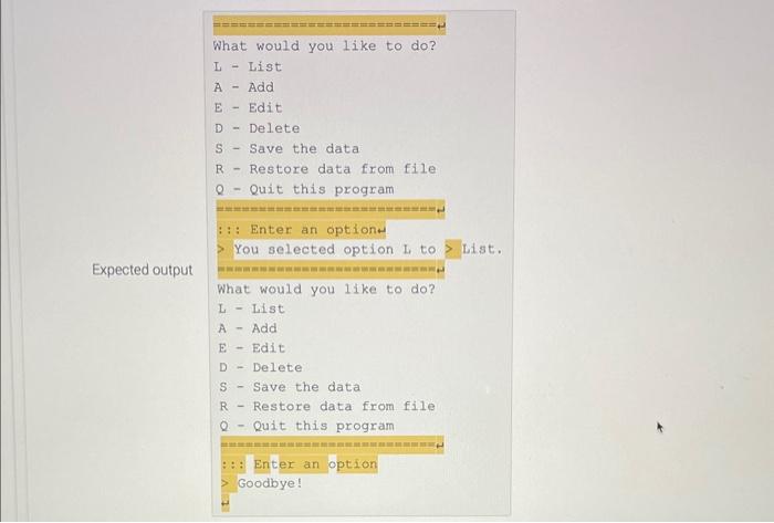 uses an interactive menu. Let's say our high-level menu has the following