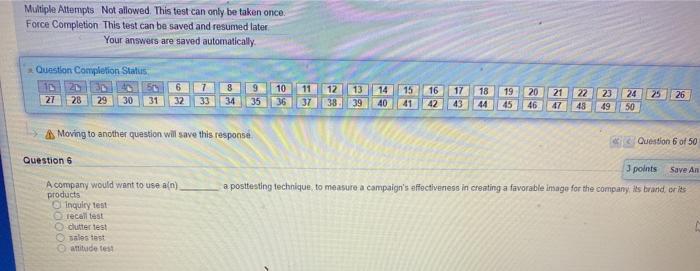  Multiple Attempts Not allowed. This test can only be taken once