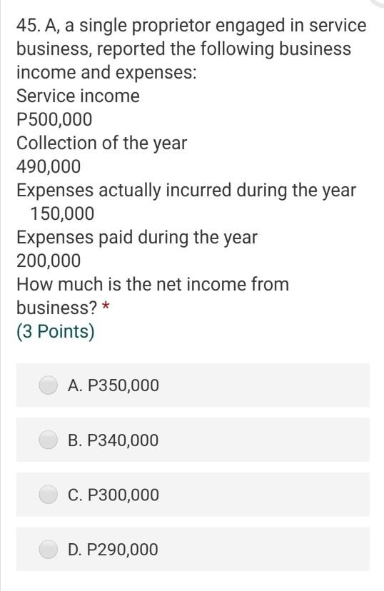 Please help me solve with solution this taxation problem 45. A,