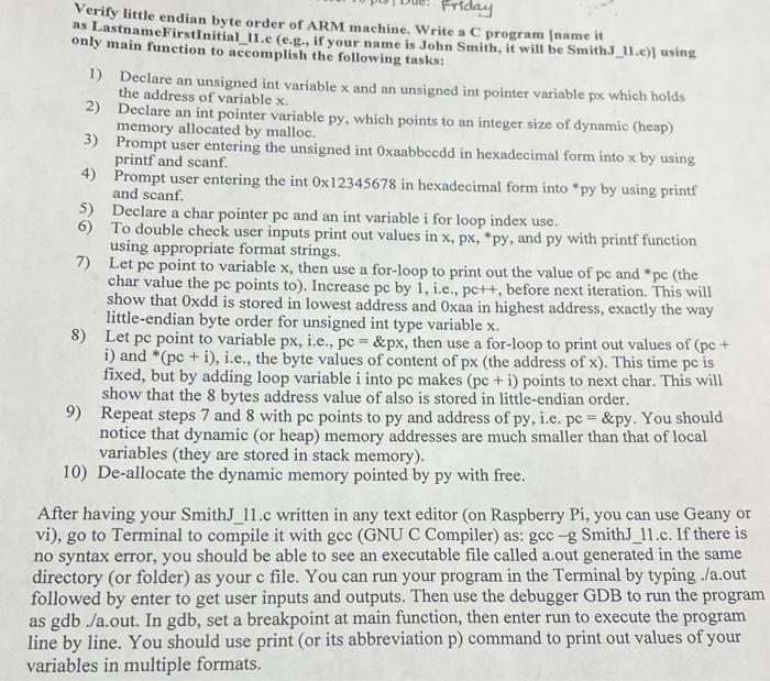  8) Let pc point to variable px, i.e., pc=&px, then use