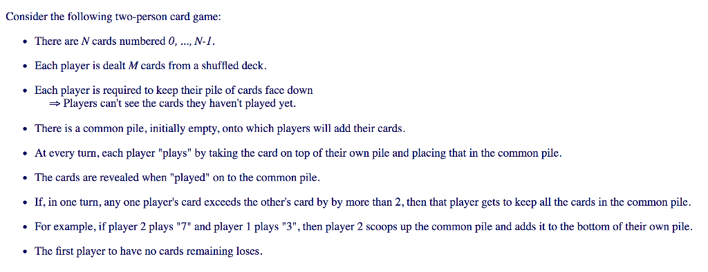 IN JAVA // This card game is a variation of the War